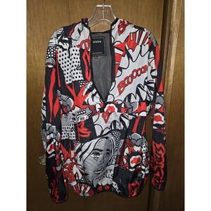 Reason Anorak Windbreaker Comic Graphics Red Black And White. Xl‎
